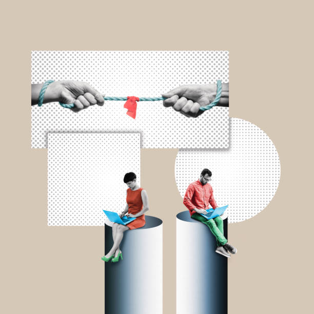 istock Competition between a man and a woman. 1391442579