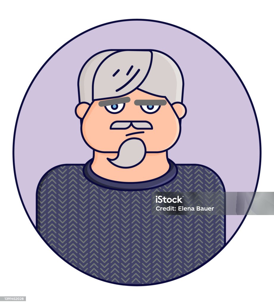 Old Man With Beard Sticker Cartoon Character People Work Stock Illustration  - Download Image Now - iStock