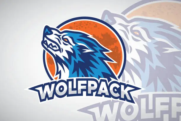 Vector illustration of Wolf Logo Sports Esport Mascot Design Vector Art Illustration Template