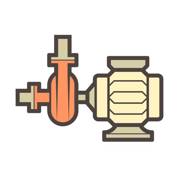 ilustraciones, imágenes clip art, dibujos animados e iconos de stock de diseño de icono vectorial de bomba de agua para control, distribución y suministro de agua, petróleo y gas. - sewage treatment plant wastewater water pump valve