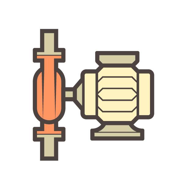 ilustraciones, imágenes clip art, dibujos animados e iconos de stock de diseño de icono vectorial de bomba de agua para control, distribución y suministro de agua, petróleo y gas. - sewage treatment plant wastewater water pump valve