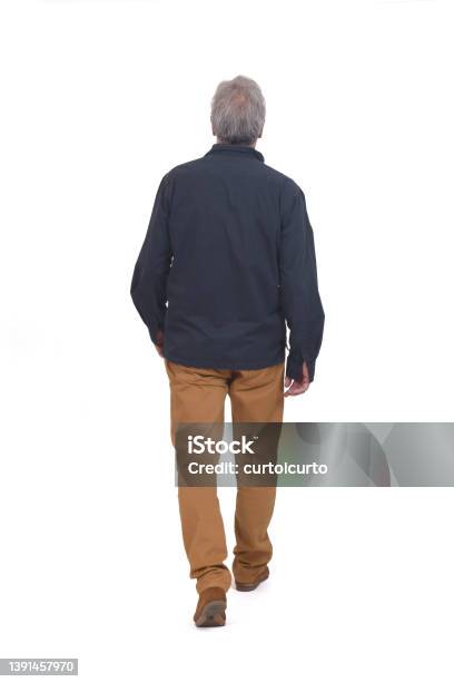 Man Isolated On White Background Stock Photo - Download Image Now - Rear View, Walking, People