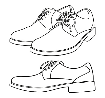 Old style illustration of classic shoes suitable for coloring books