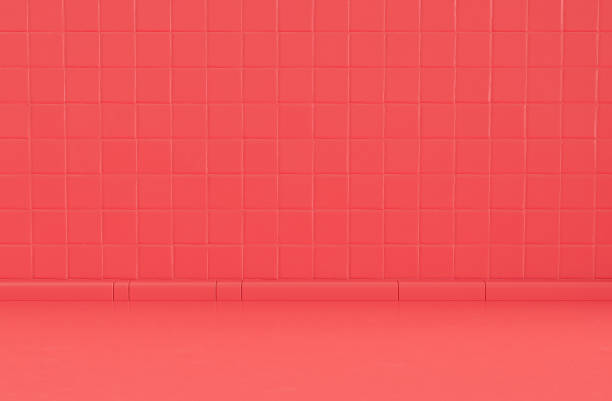 istock Monochrome flat red empty close up kitchen counter with mosaic wall , 3d rendering 1391461665