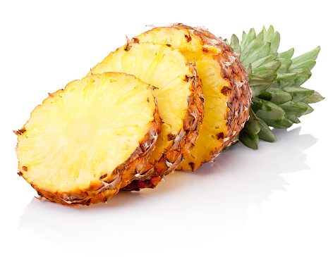 Fresh slice pineapple isolated on a white background