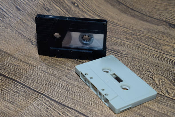 istock Audio cassette. Retro music medium, compact cassette tape recorder. 1391464605