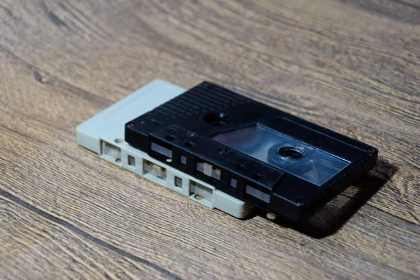 istock Audio cassette. Retro music medium, compact cassette tape recorder. 1391464606