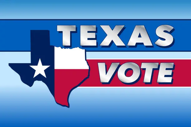 Vector illustration of Texas Vote with State flag in red, white, and blue - Vector Illustration