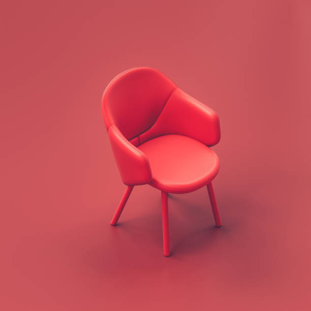 istock Single chair. Single red chair in red room. Monochrome red. Flat style composition. , isometric view, 1391469578