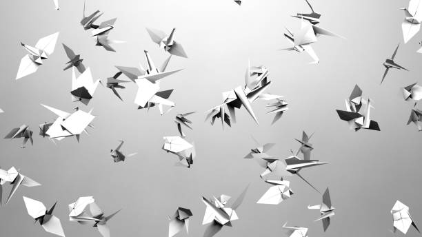 istock White origami crane on white background. 1391469737