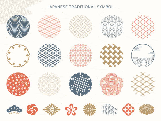 Japanese traditional symbl design collection. EPS10 Vector Illustration. Easy to edit, manipulate, resize or colorize. japanese culture stock illustrations