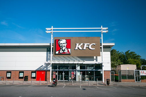 Kentucky Fried Chicken (KFC) on Strood Retail Park at Commercial Rd in Rochester, England. This is a commercial business.