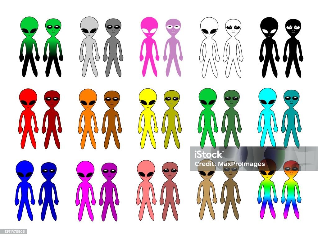 Alien Color Combination Alien Pairs Multicolour Stock Illustration - Download Image Now - Alien ...