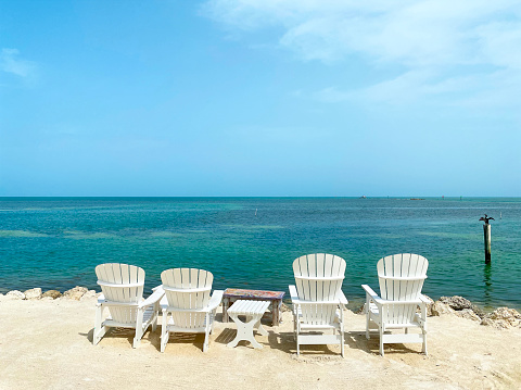 Lounge chairs on a beach in Florida