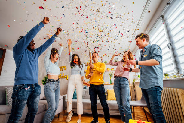 istock Friends dancing during birthday party at home 1391480327