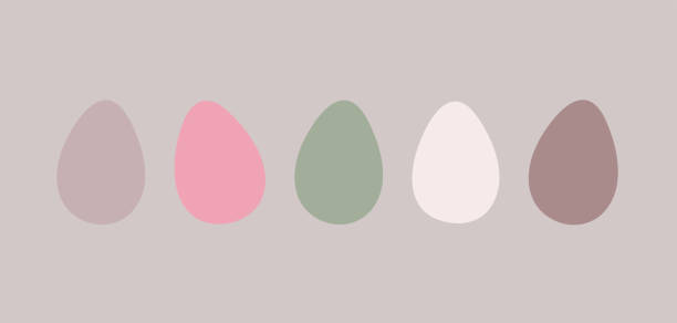 illustrazioni stock, clip art, cartoni animati e icone di tendenza di set semplice di uova di pasqua - easter ornament
