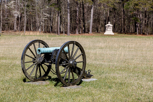 Scenic view of Chickamauga National Military Park showing  canon on brotherton road photographs taken April 2022