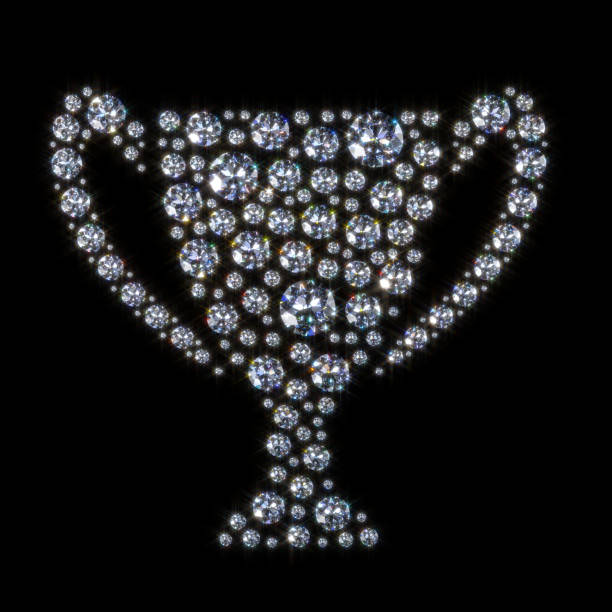 Diamond Award Cup Symbol Diamond award cup symbol isolated on black crystal chalice stock pictures, royalty-free photos & images