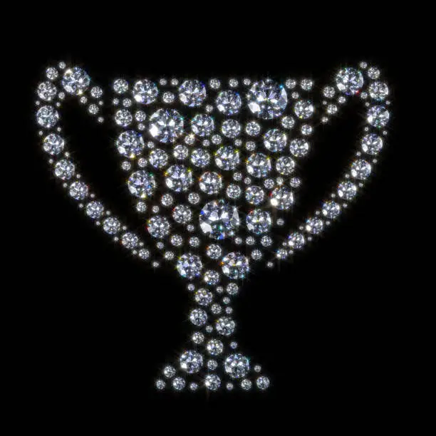Diamond award cup symbol isolated on black