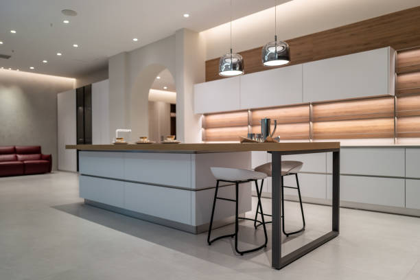 istock Simple open kitchen and restaurant in modern home 1391502147