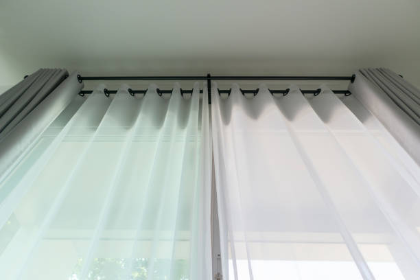 istock Curtain window interior decoration in living room 1391504736