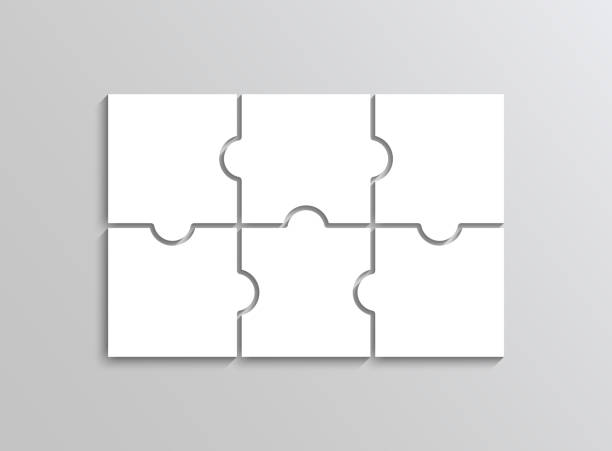 illustrations, cliparts, dessins animés et icônes de jeu de puzzle. grille de puzzle avec 6 détails. illustration vectorielle. - puzzle jigsaw puzzle jigsaw piece part of