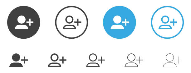 illustrations, cliparts, dessins animés et icônes de ajouter un nouvel avatar de profil d’icône utilisateur avec le symbole plus - square shape plus sign mathematical symbol social networking