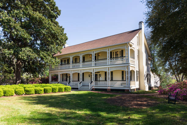 Rock Hill, SC, USA-10 April 2022: The White Home, a pre-civil war plantation house in downtown.
