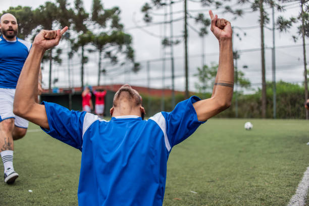 istock Soccer player celebrating goal 1391525775