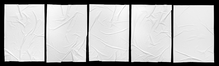 Fondo de textura de póster de papel arrugado blanco en blanco. photo