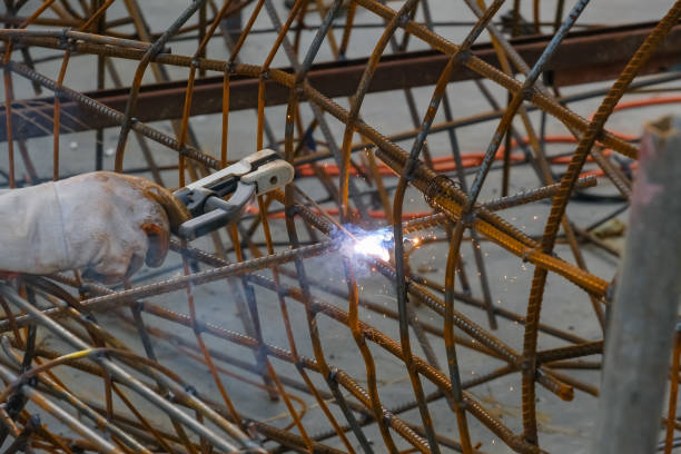 istock Welding the steel part by manual,fire spark. 1391529628