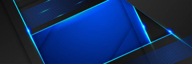 istock Modern blue abstract background banner. Geometric block blue abstract banner design background 1391529865