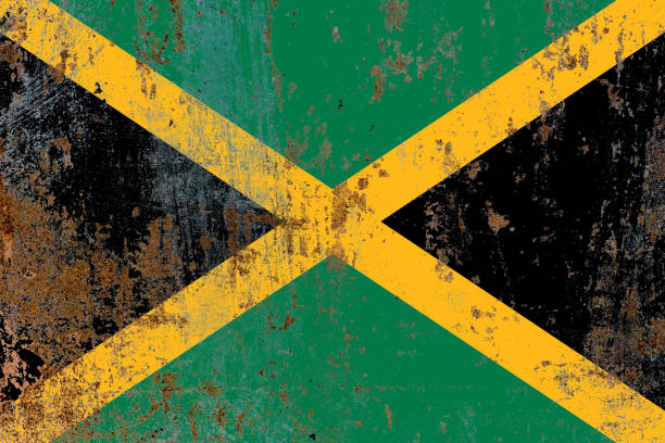 istock Jamaica flag painted on a rustic old industrial metal sheet 1391532738