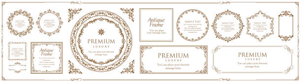 elegancki materiał ramy. luksusowy materiał projektowy. - frame ornate swirl floral pattern stock illustrations