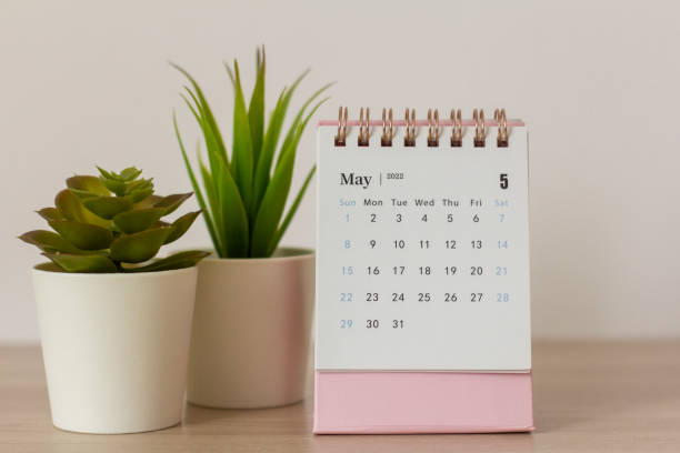istock Desktop mini calendar for May 2022.Calendar for planning on the desktop. 1391536999