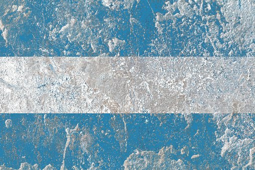 Argentina flag painted on a distressed old concrete wall surface