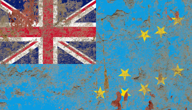 Grunge Cook Islands flag on old scratched wooden surface. National vintage background.