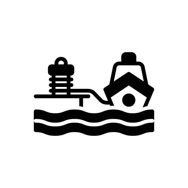 Moore ship Icon for moore, ship, port, bollard, maritime, buoy, mooring, rope, nautical, ocean, jetty moored stock illustrations