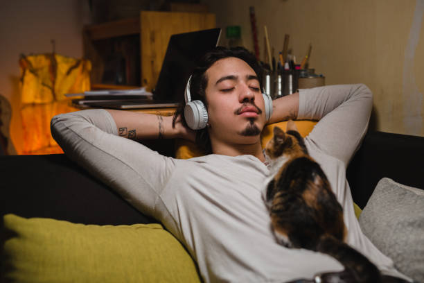 man relaxing at home