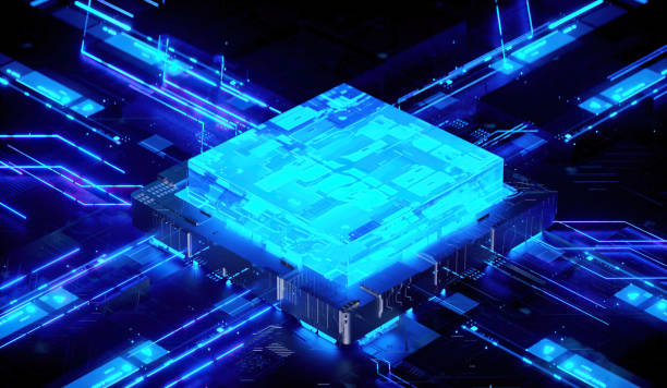 istock 3D rendering of cyberpunk AI. Circuit board. Technology background. Central Computer Processors CPU and GPU concept. Motherboard digital chip. Tech science background. 1391552030