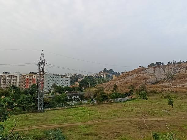 istock Areal view land with city and hills background 1391553480
