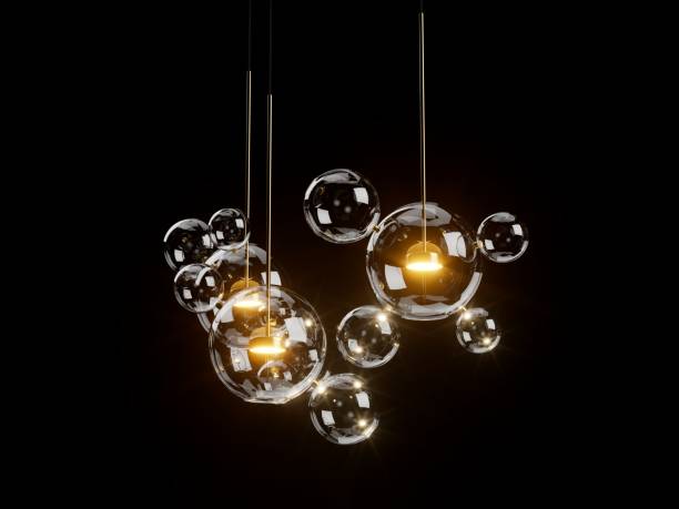 istock Modern chandelier isolated on black 1391556305
