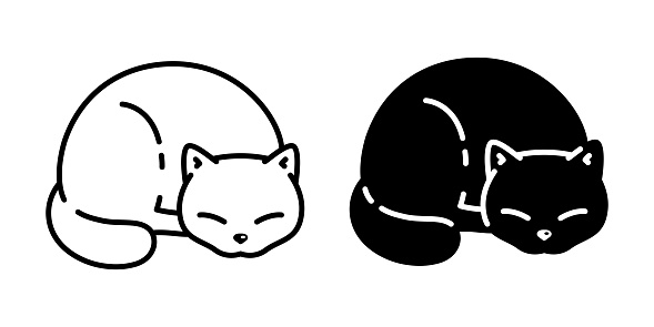 cat vector kitten calico icon logo sleeping breed symbol cartoon character doodle design animal illustration isolated
