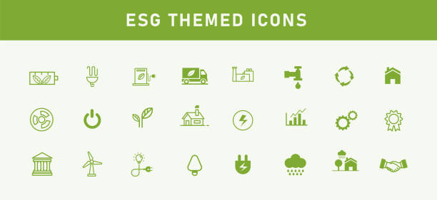stockillustraties, clipart, cartoons en iconen met esg banner icon set on environmental, social and governance concepts. greenery with nature ready set on a white background vector illustration - esg
