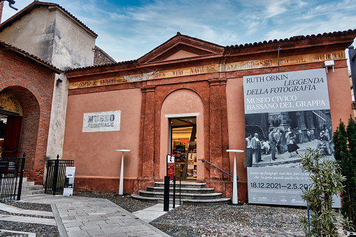 02 march 2022, Civic Museum of Bassano del Grappa, Italy, entrance to the photo exhibition of the famous American photographer Ruth Orkin
