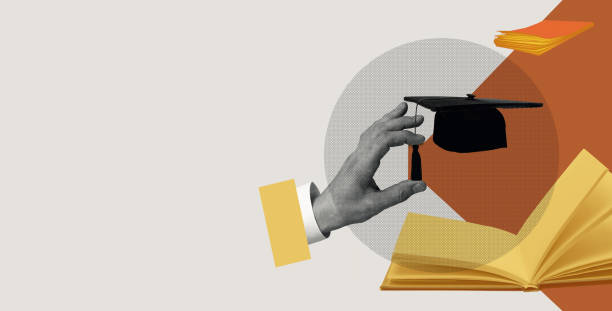 istock Creative design. Male hand reaching graduation cap isolated over gray background 1391564484