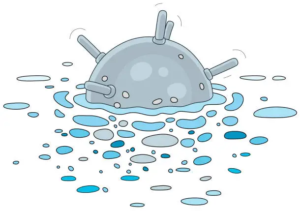 Vector illustration of Naval mine in a sea