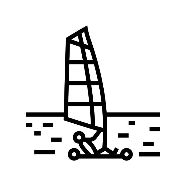 illustrazioni stock, clip art, cartoni animati e icone di tendenza di terra vela icona illustrazione vettoriale - zip lining
