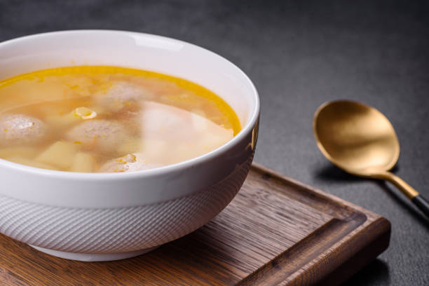 istock Soup with turkey meatballs, potatoes and vegetables. Selective focus 1391570561