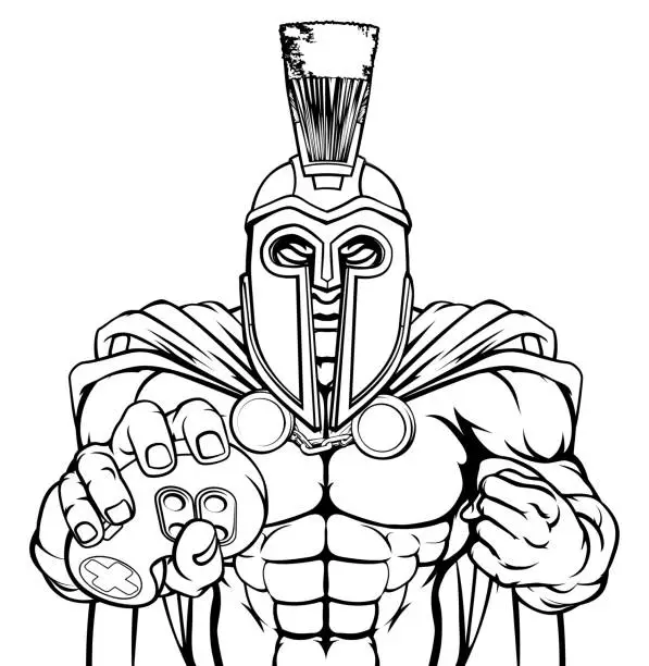 Vector illustration of Spartan Trojan Gamer Gladiator Controller Mascot